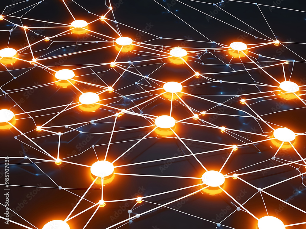 Abstract Technology Network with Glowing Nodes and Lines Abstract Technology Network with Glowing Nodes and Lines