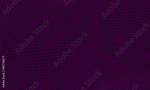 Wireframe 3D grid. Wavy virtual background. Vector illustration.