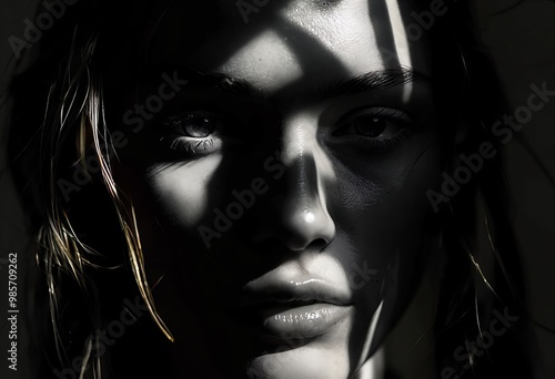 chiaroscuro effect a close up of a persons face with strong cont photo