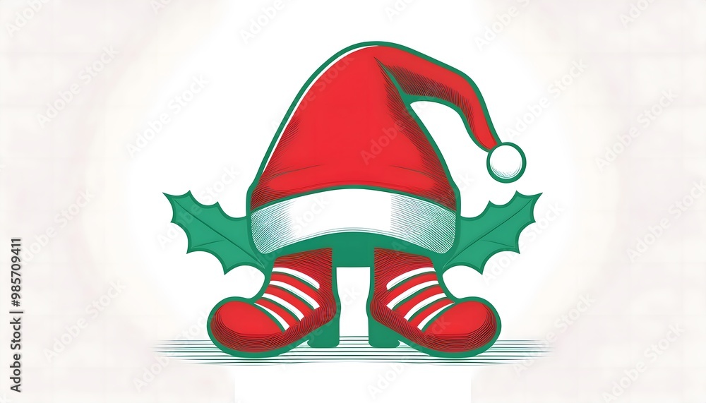 Christmas Elf Hat and Shoes. illustration of a Christmas elf hat and shoes, isolated on a white background Christmas Elf Hat and Shoes. illustration of a Christmas elf hat and shoes, isolated on a white background