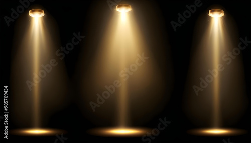 Wallpaper Mural white and golden spotlights shining on a dark background Torontodigital.ca