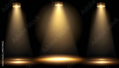 Wallpaper Mural white and golden spotlights shining on a dark background Torontodigital.ca