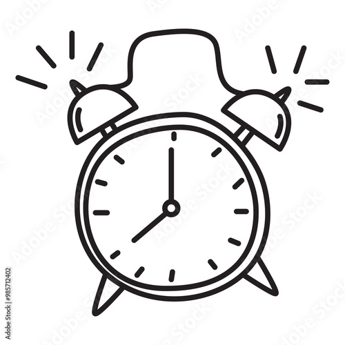 alarm clock doodle icon transparent background