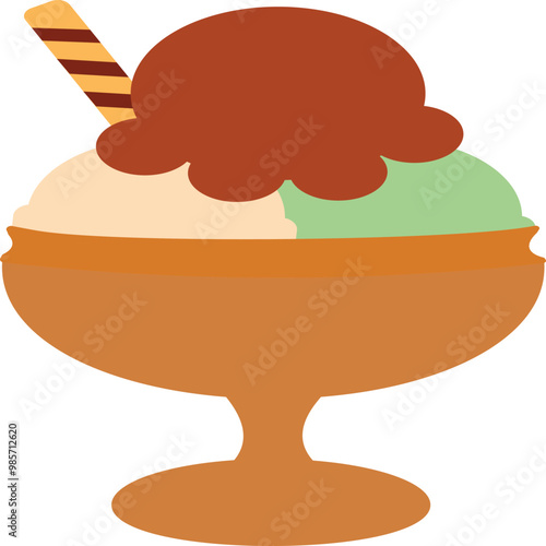 Ice cream  balls in a glass, vector illustration