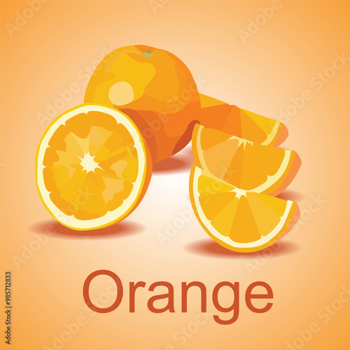 orange fruit juice food slice cut vector illustrator