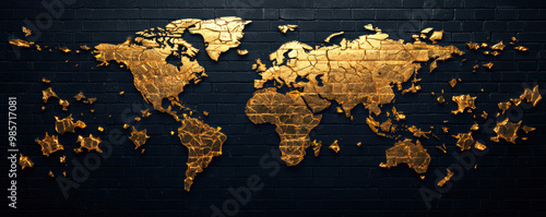 A map of the world divided by walls labeled Tariffs and Quotas, trade protectionism, global economy isolation photo