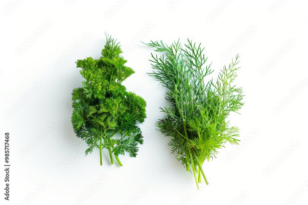 Fototapeta premium A fresh Dill and Dill Power isolated on white