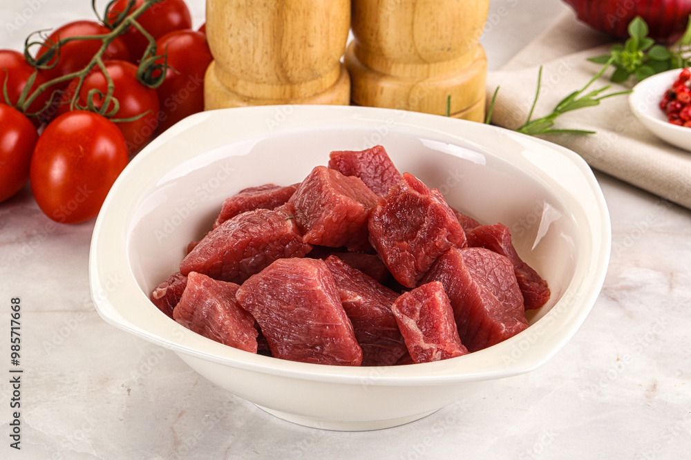 Raw beef cubes for cooking Raw beef cubes for cooking