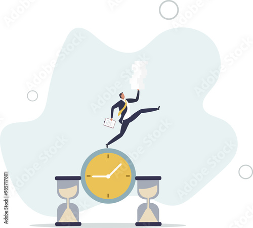Overemployment and stressful time management for work.flat design with people.