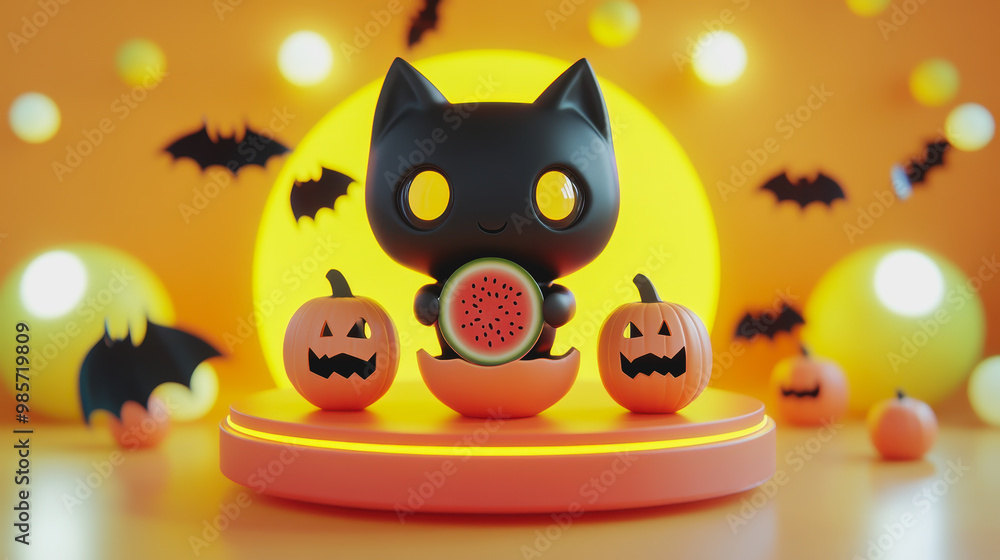 Halloween whimsy with pumpkins and quirky vampires Halloween whimsy with pumpkins and quirky vampires