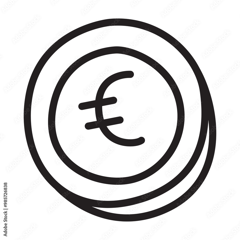 euro currency symbol doodle icon transparent background euro currency symbol doodle icon transparent background