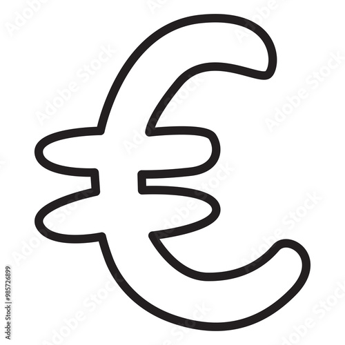 euro currency symbol doodle icon transparent background