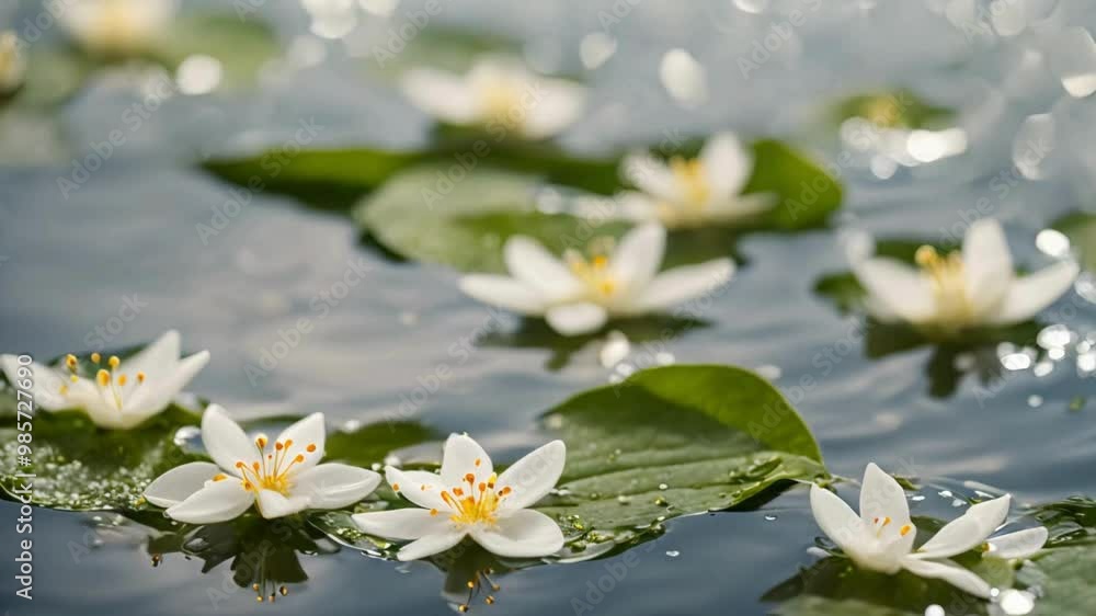 Fragrance scent smell of jasmine flowers on water surface Fragrance scent smell of jasmine flowers on water surface