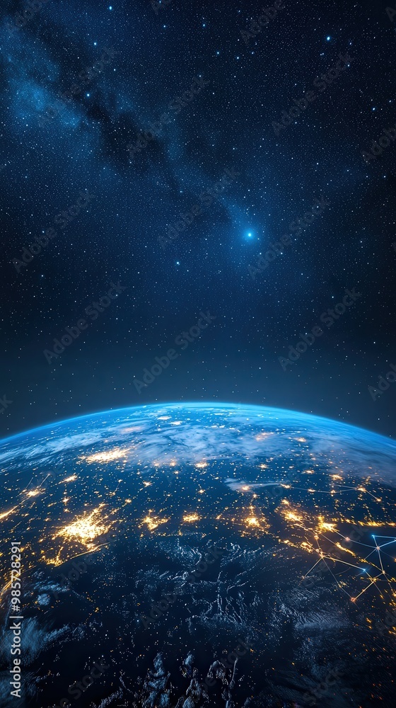 Obraz premium Global network planet Earth concept World map point Global network IoT analytics