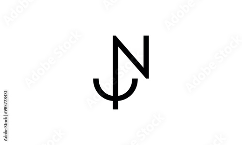 a graphic image with N anchor theme, white background. vector graphic base. photo