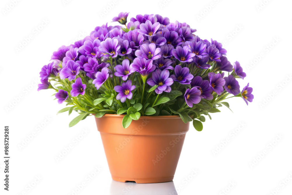 Purple Flower Bouquet in Pot, No Background Purple Flower Bouquet in Pot, No Background