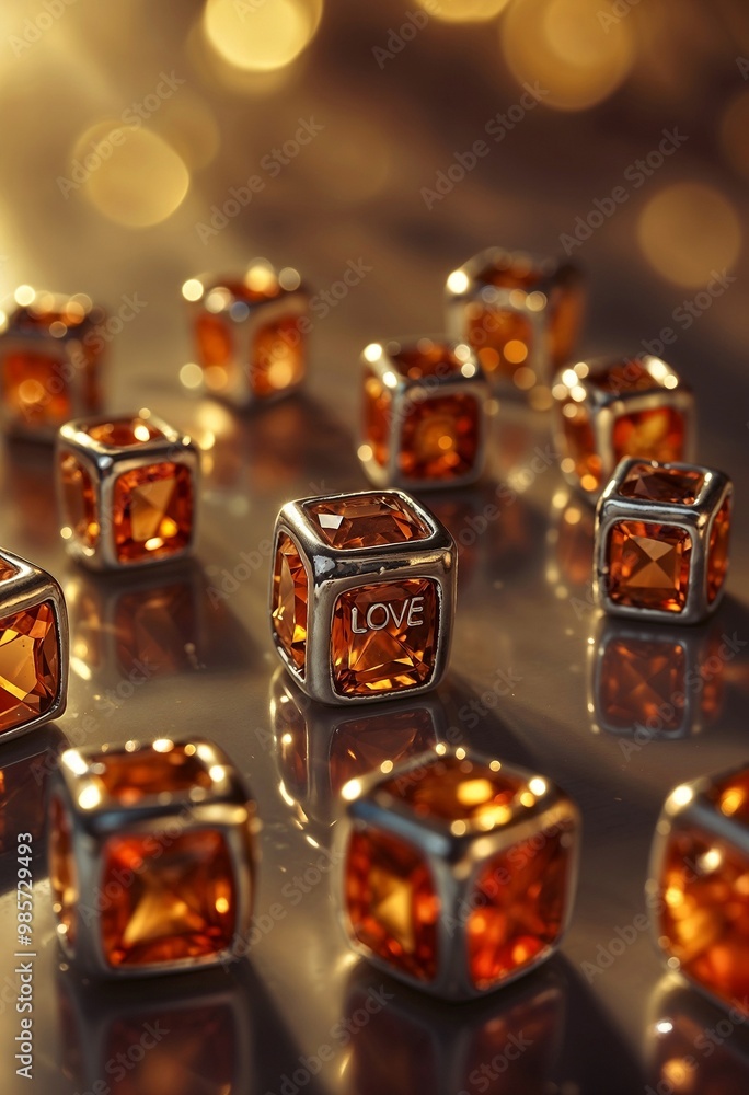 decorative orange cubes crystal and gold decorative orange cubes crystal and gold