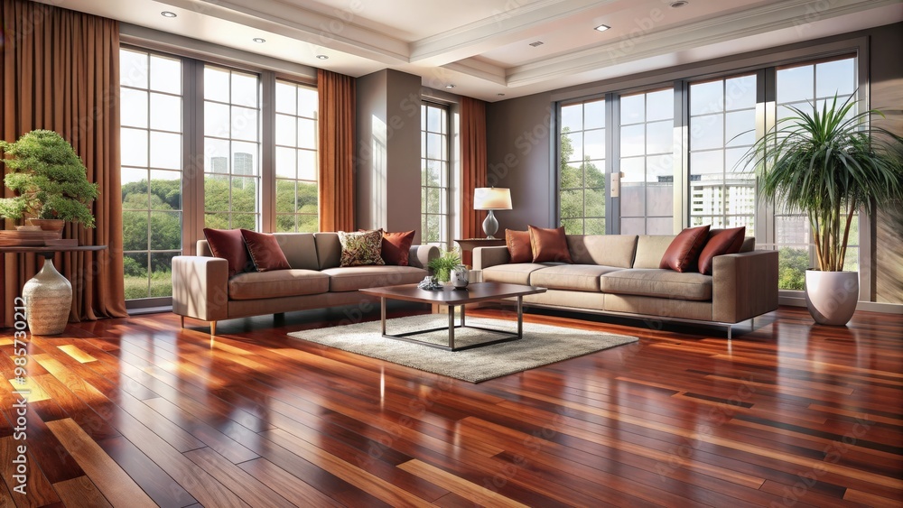 Cherry wood flooring in a stylish living room Cherry wood flooring in a stylish living room