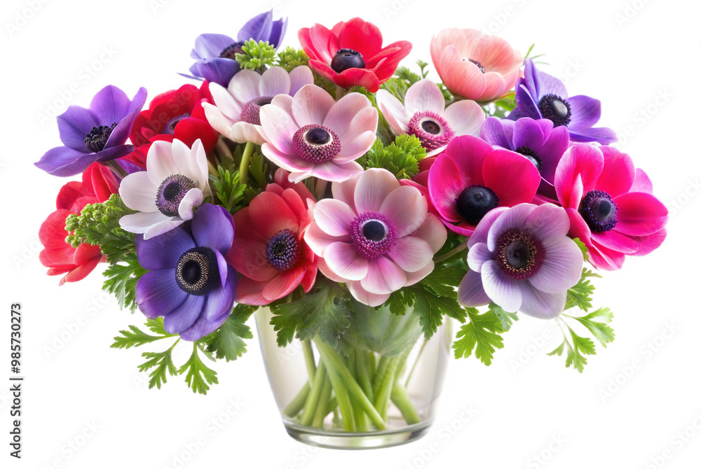 Obraz premium Bouquet of Anemone in a Vase - No Background