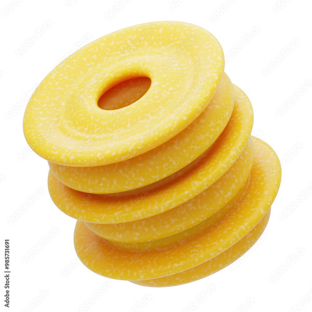 3D Plastic Resin Yellow Disc Stack. 3D Icon 3D Plastic Resin Yellow Disc Stack. 3D Icon