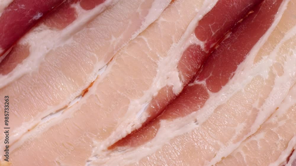 sliced bacon, rotation in circle. Strips of bacon, Turning. meat background
sliced bacon, rotation in circle. Strips of bacon, Turning. meat background