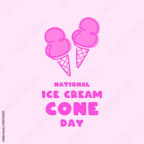 National Ice Cream Cone Day. Flat design vector.