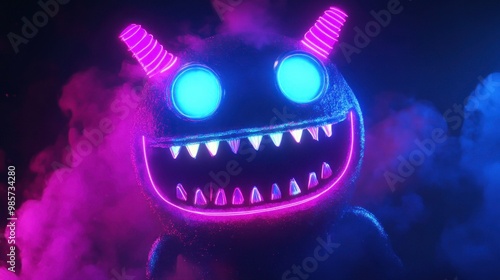 Neon Monster in Smoke