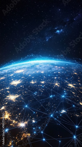 Earth concept global network World map point and line composition Global business cryptocurrency technology