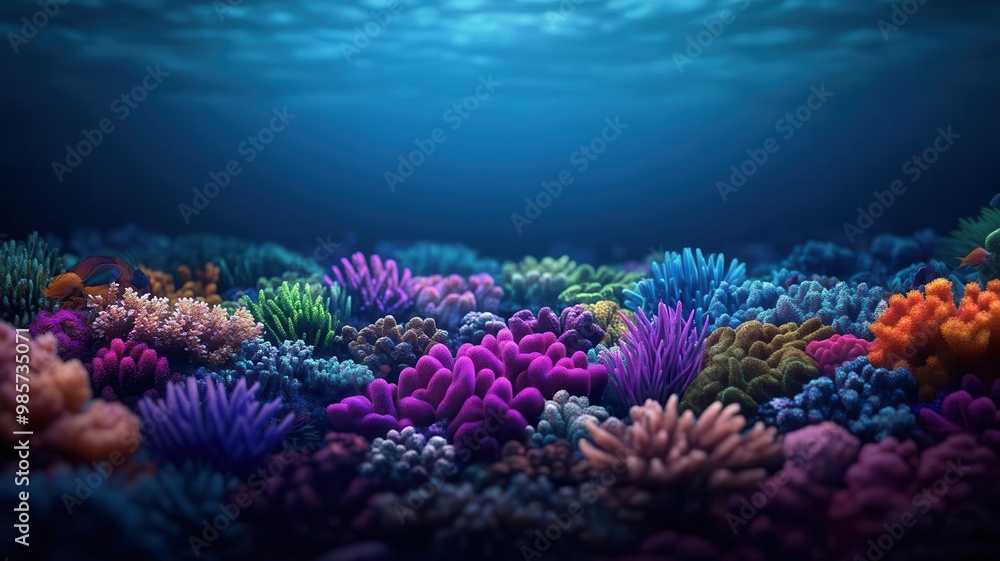 Glowing underwater coral reef scene, full of vibrant colors, marine glowtime, stunning and immersive Glowing underwater coral reef scene, full of vibrant colors, marine glowtime, stunning and immersive