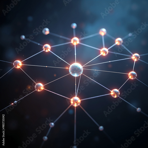 Network of Nodes Connected by Data Points and Lines