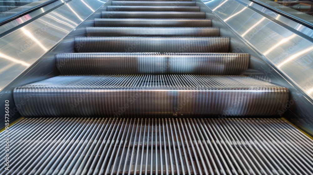 Metallic Escalator Steps in Modern Architecture Metallic Escalator Steps in Modern Architecture