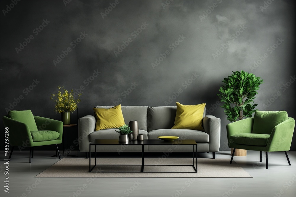 A living room filled with furniture and a potted plant A living room filled with furniture and a potted plant