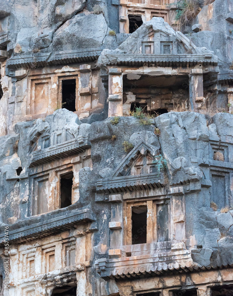 Obraz premium Myra Ancient City: It is located in the Demre district of Antalya. There are rock tombs in the ancient city, which dates back to the Lycian period.
