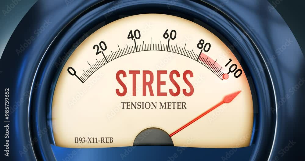 Stress and Tension Meter that is hitting a full scale, showing a very ...