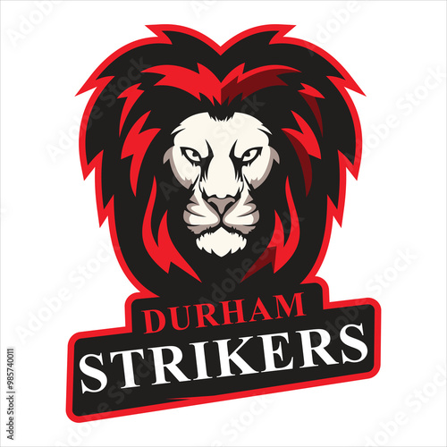 Cricket Durham Strikers lion logo, symbolizing strength, power, and competitive sports spirit for team branding and merchandise.