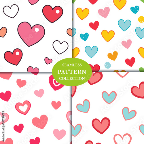 Doodle Hearts Seamless Pattern Background