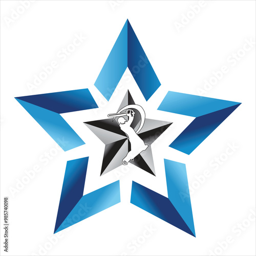 Cricket star logo design, perfect for sports teams, cricket merchandise, and athletic branding.