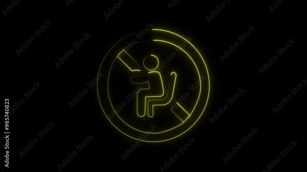 Neon The airbag light flashes intermittently, indicating an error in the airbag system. black background. Neon The airbag light flashes intermittently, indicating an error in the airbag system. black background.