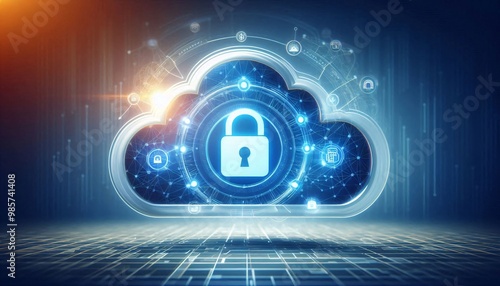 Wallpaper Mural Cloud security concept with padlock secured Torontodigital.ca