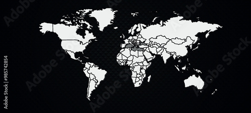 world map on black background.vector illustration.