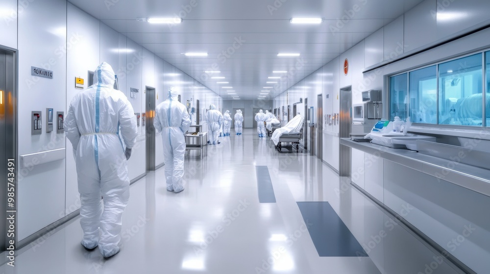 Medical Laboratory Interior with Professionals in Suits Medical Laboratory Interior with Professionals in Suits