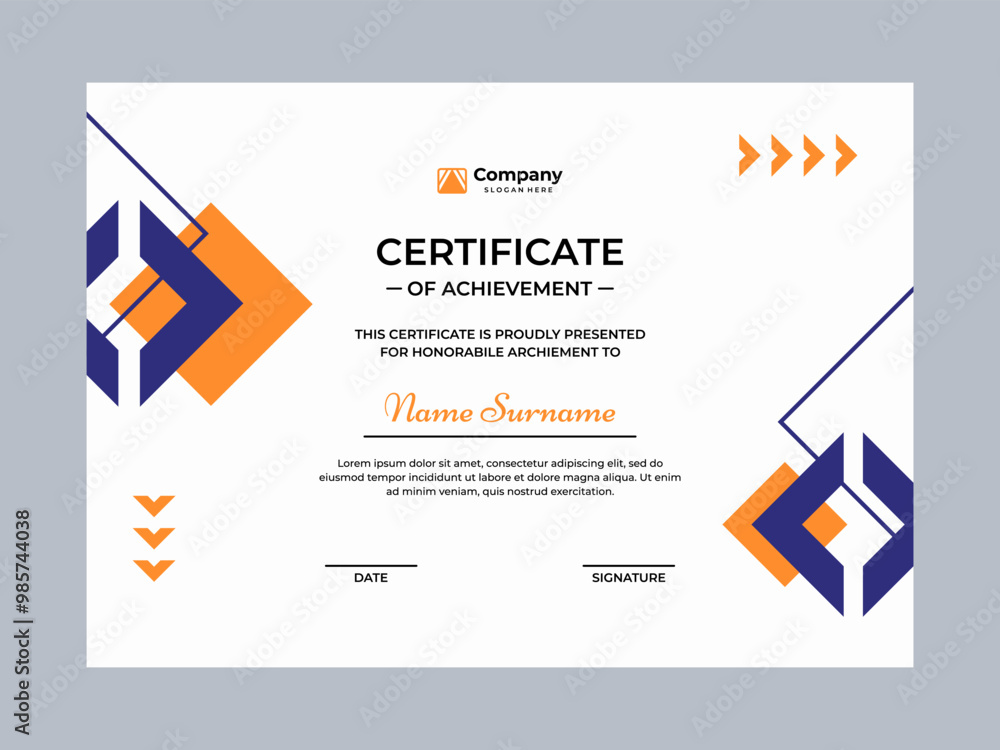 Certificate of achievement template design Certificate of achievement template design