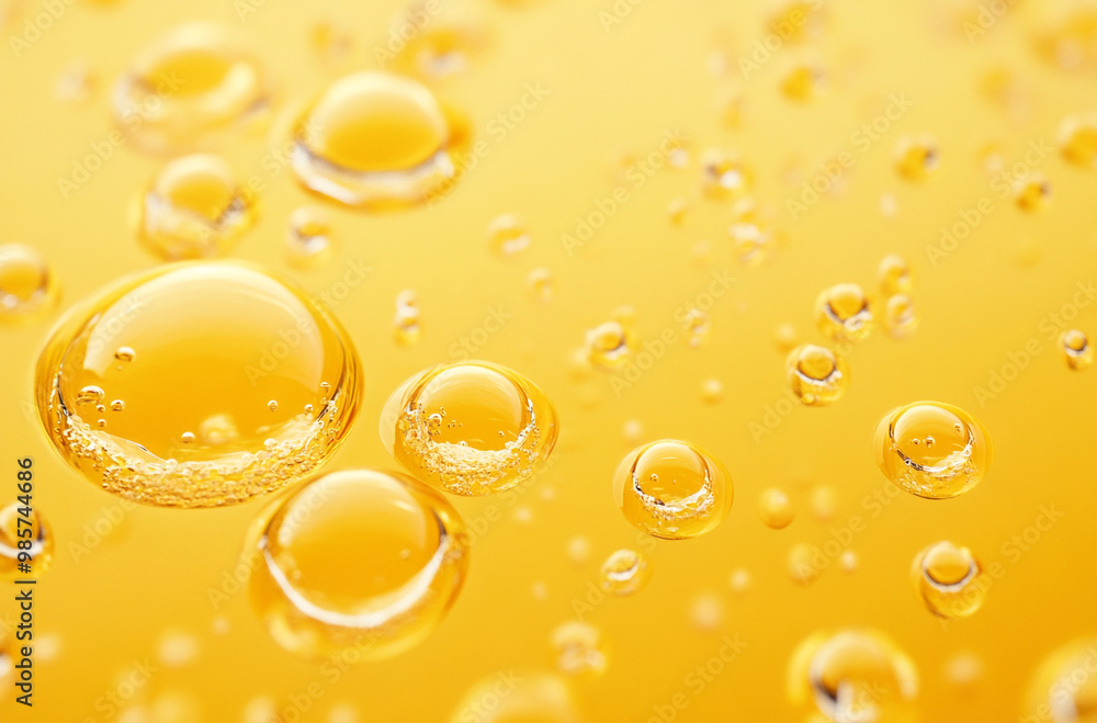 close up of yellow oil bubbles in liquid close up of yellow oil bubbles in liquid