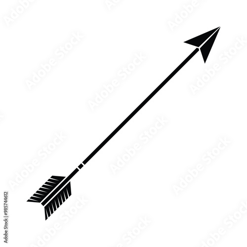 Bow arrow black and white flat vector icon design on white background