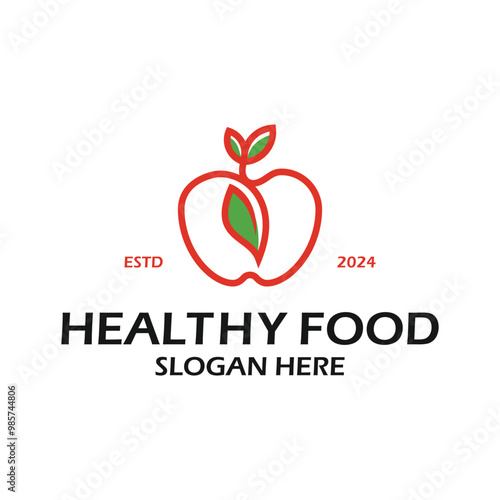 healthy food logo design, fresh food icon symbol vector illustration
