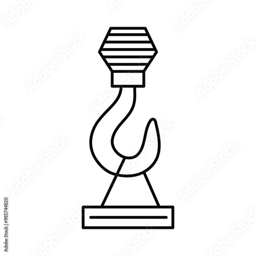 Industrial crane hook flat vector icon design with editable stroke