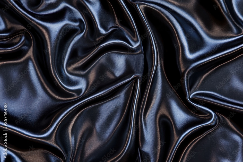 Luxurious black satin fabric texture with elegant waves Luxurious black satin fabric texture with elegant waves