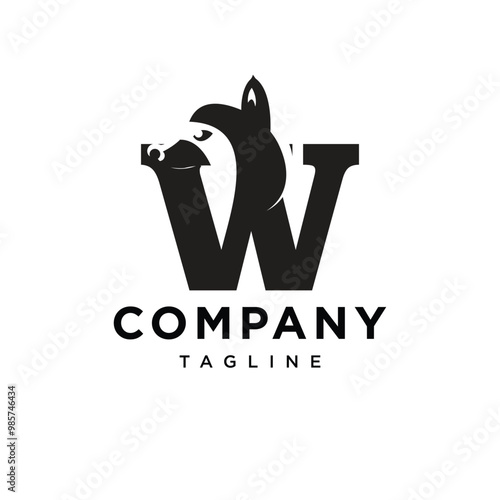 Letter W Raccoons wild trapper logo icon vector.