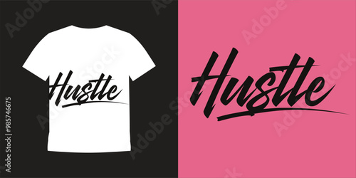 Hustle Hard - vintage grunge tshirt design for tshirt printing, clothing fashion, Poster, Wall art. Tiger pattern vector illustration art for tshir