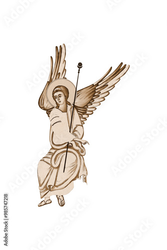 Wallpaper Mural White Angel. Vintage religious illustration in Byzantine style isolated Torontodigital.ca